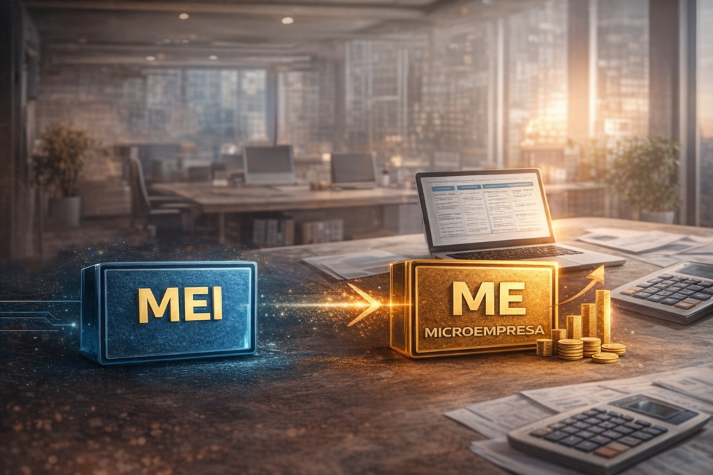 Ultrapassou o limite do MEI? Entenda o desenquadramento, migração para ME, efeitos retroativos, multas e novas obrigações. Regularize com segurança e evite problemas fiscais.